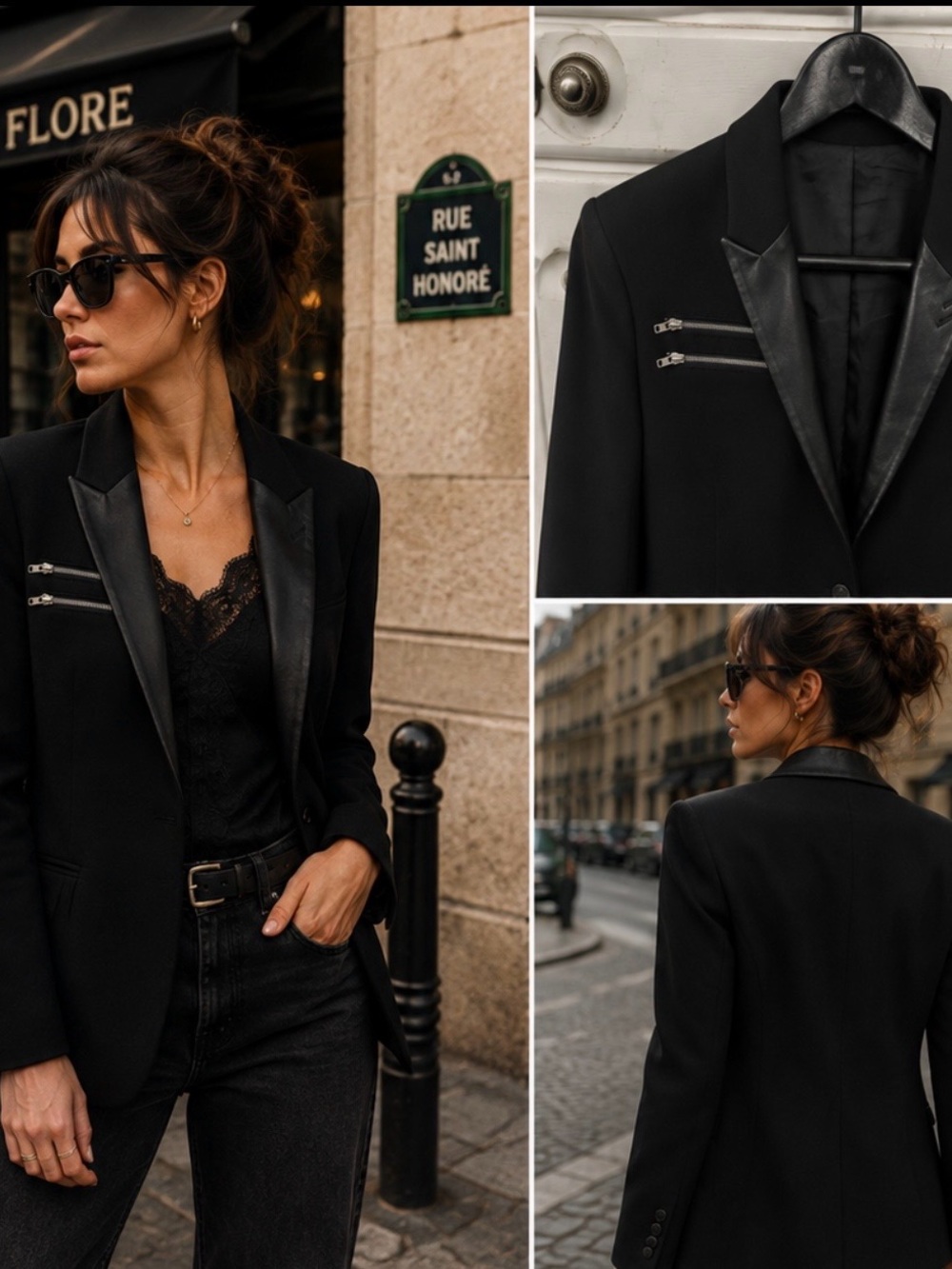 SPORT The Kooples Black Structured Zip Accent Blazer Size European 40 (US 8)